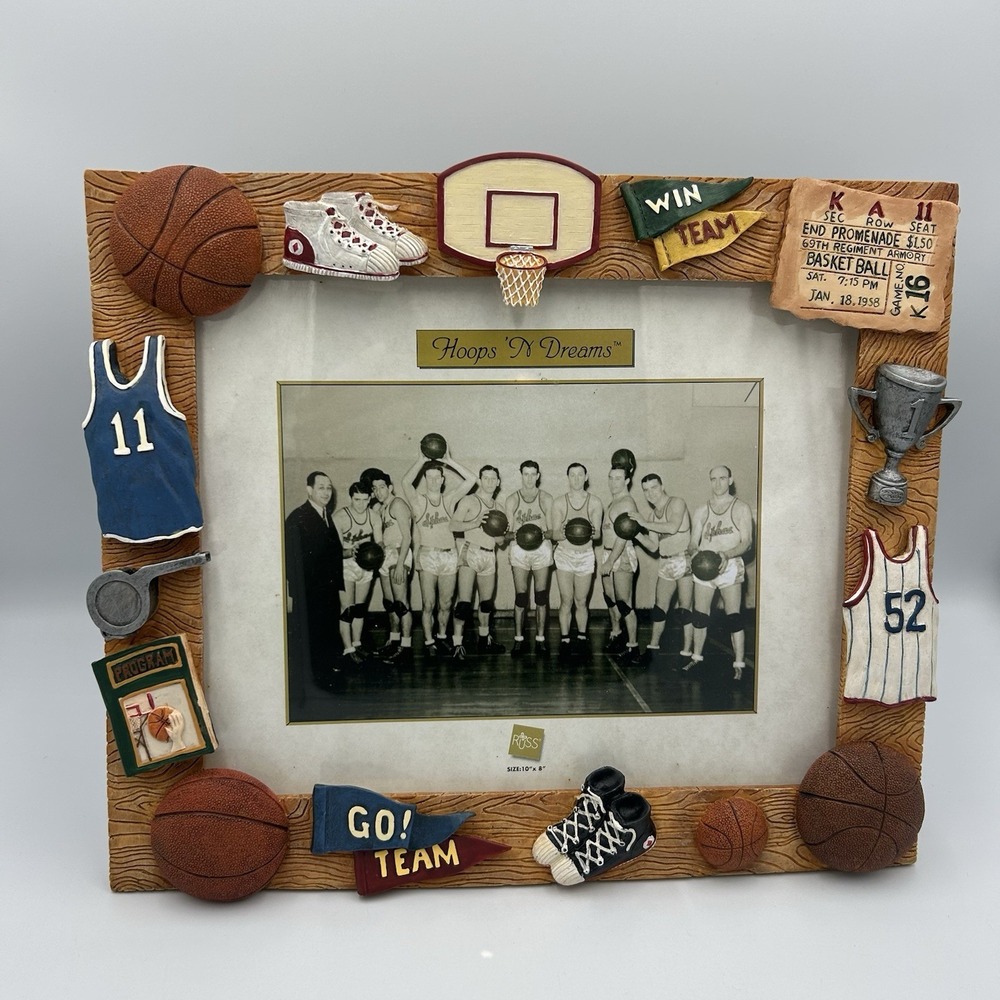 3D Baseball Theme 10X8 Photo Resin Frame by Russ Berrie Vtg Sports Home Decor